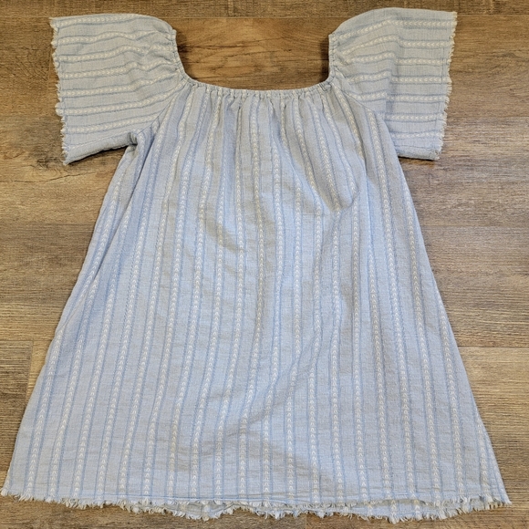 Mustard Seed Tops - Mustard Seed Tunic Top Blouse Blue and White Stripe Size Large Square Neckline